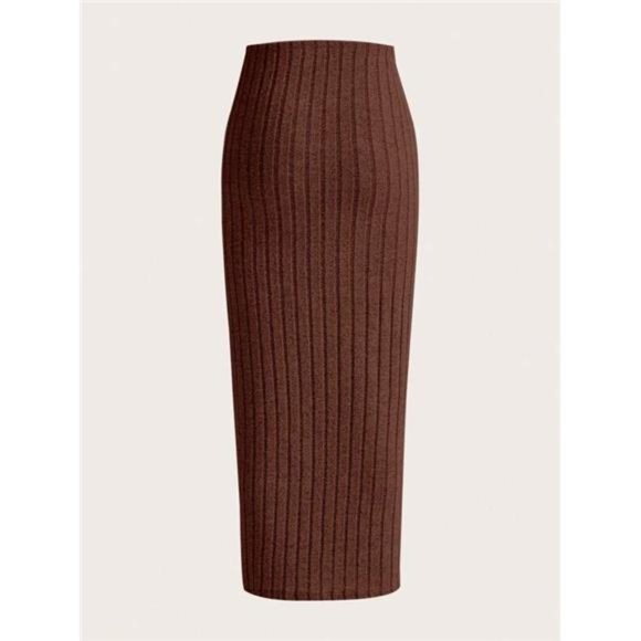 Dresses & Skirts - High Waist Ribbed Knit Skirt